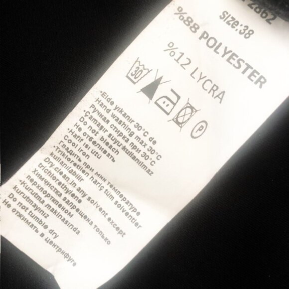 LOVE PARIS PARIS Retro Black Blouse Layered Folded Weave Motif Sleeves Sz S - Picture 8 of 8